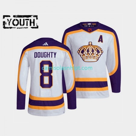 Camiseta Los Angeles Kings Drew Doughty 8 Adidas 2022 Reverse Retro Branco Authentic - Criança